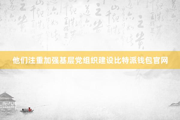 他们注重加强基层党组织建设比特派钱包官网