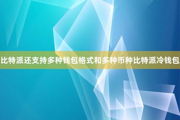 比特派还支持多种钱包格式和多种币种比特派冷钱包