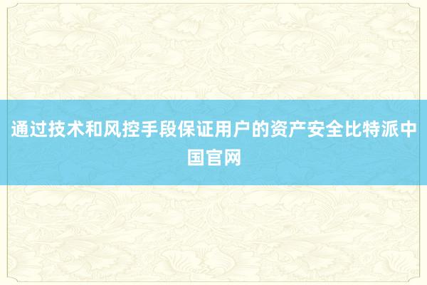 通过技术和风控手段保证用户的资产安全比特派中国官网