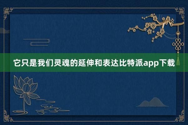 它只是我们灵魂的延伸和表达比特派app下载