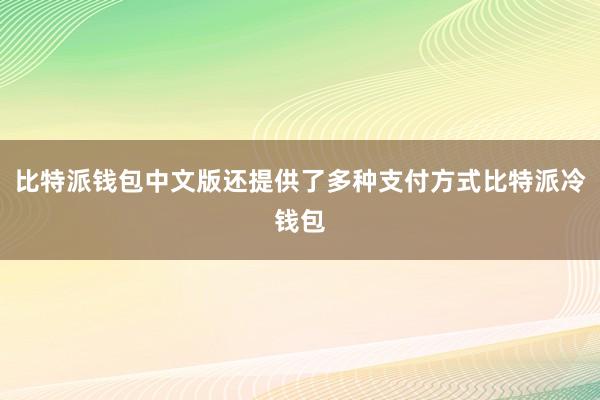 比特派钱包中文版还提供了多种支付方式比特派冷钱包