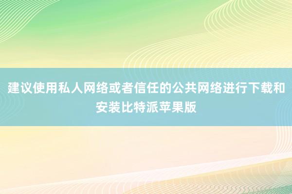 建议使用私人网络或者信任的公共网络进行下载和安装比特派苹果版