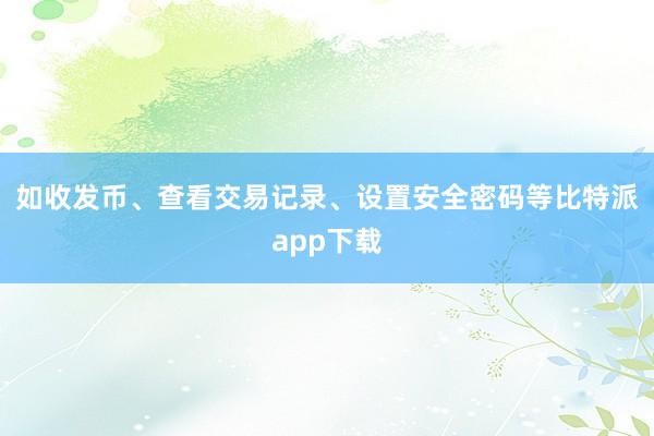 如收发币、查看交易记录、设置安全密码等比特派app下载