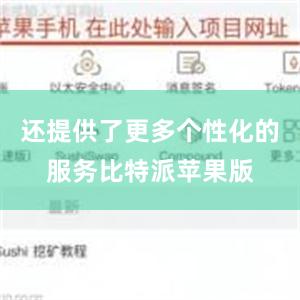 还提供了更多个性化的服务比特派苹果版